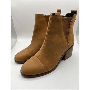 Tom's Esme Suede Elastic Side Tan Brown‎ Ankle Boots Women's Size 7M Charity FS